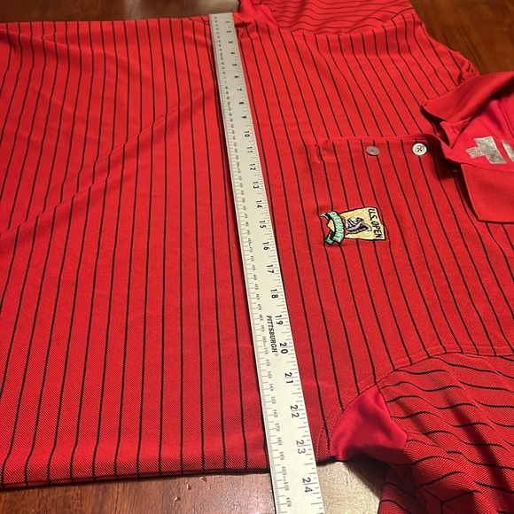 US open oakmont adidas red black stripe polo iditarod systems size XL - Picture 5 of 10